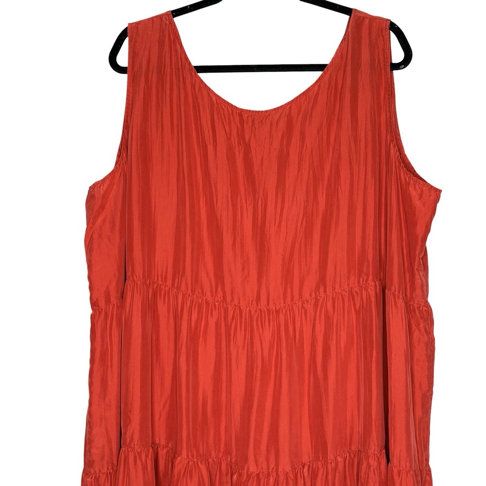 Eileen Fisher Crushed Silk Tier Ruffle Maxi Dress 3X Coastal Capsule Beach Layer - Picture 8 of 10